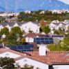 Rooftop view of houses with solar panels