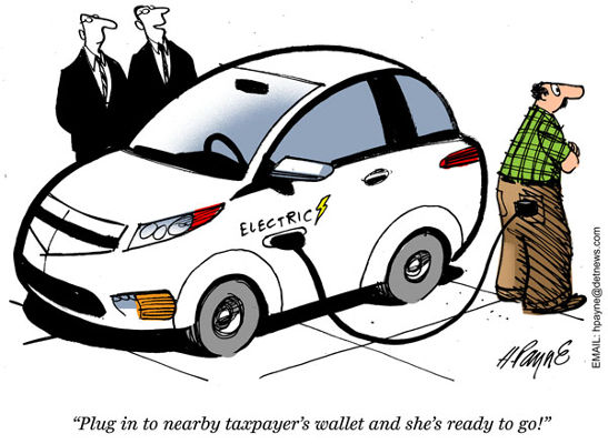 electric cars subsidies cartoon