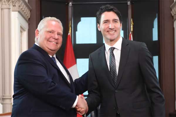 Prime-Minister-Justin-Trudeau-shakes-hands-with-Ontario-Premier-Doug-Ford
