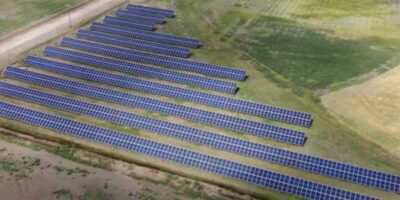 The Barnwell micro solar grid sits in the corner of a field