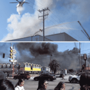 Clouds of dark smoke and ammonia rose from cold storage and freezing facility in Boyle Heights near downtown