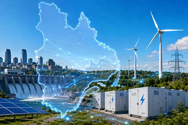 Wind-turbines,-solar-panels-and-hydroelectric-infrastructure-illustrating-Quebec's-long-term-renewable-energy-strategy.