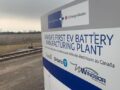 The future site of an electric vehicle battery manufacturing plant in Windsor, Ont. Stellantis and LG Energy Solution made the announcement alongside government officials on Wednesday, March 23, 2022. (Rich Garton/CTV Windsor)